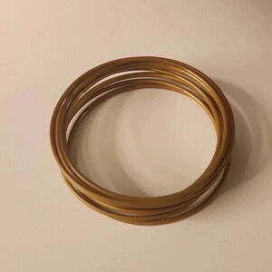 Yellow Gold Tone Thin Skinny Stackable Bangles